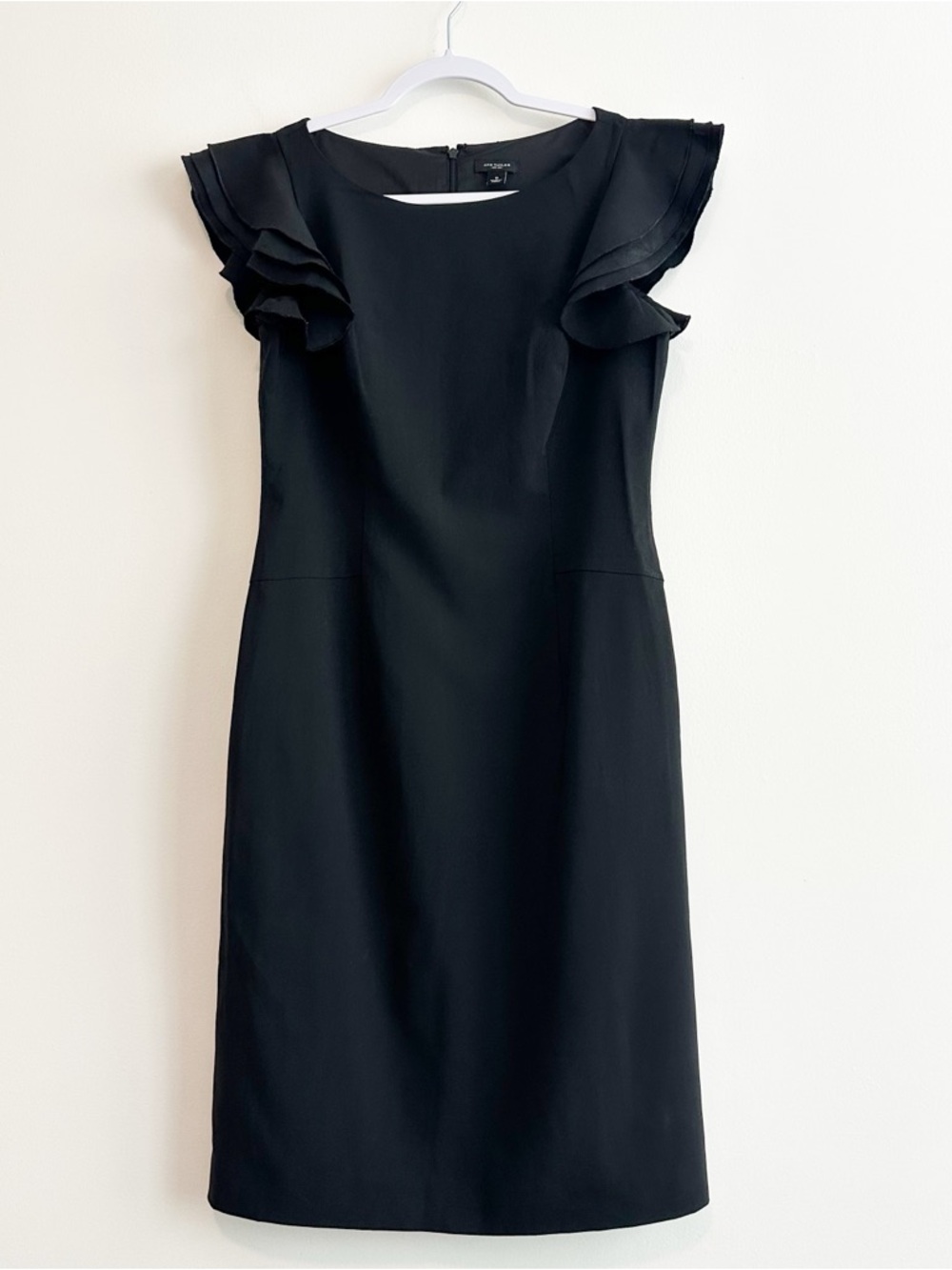 Ann Taylor Black Ruffle-Sleeve Midi Dress